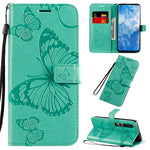 Custodia in pelle a ribalta orizzontale con motivo a rilievo farfalle 3D con supporto e slot per schede, portafoglio e cordino, For Sony Xperia 1 II, For Xiaomi Mi 10 5G / Mi 10 Pro 5G