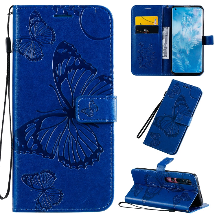 Custodia in pelle a ribalta orizzontale con motivo a rilievo farfalle 3D con supporto e slot per schede, portafoglio e cordino, For Sony Xperia 1 II, For Xiaomi Mi 10 5G / Mi 10 Pro 5G