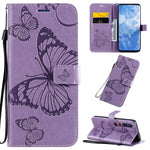 Custodia in pelle a ribalta orizzontale con motivo a rilievo farfalle 3D con supporto e slot per schede, portafoglio e cordino, For Sony Xperia 1 II, For Xiaomi Mi 10 5G / Mi 10 Pro 5G