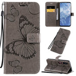 Custodia in pelle a ribalta orizzontale con motivo a rilievo farfalle 3D con supporto e slot per schede, portafoglio e cordino, For Sony Xperia 1 II, For Xiaomi Mi 10 5G / Mi 10 Pro 5G