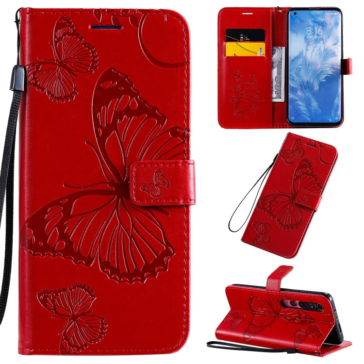 Custodia in pelle a ribalta orizzontale con motivo a rilievo farfalle 3D con supporto e slot per schede, portafoglio e cordino, For Sony Xperia 1 II, For Xiaomi Mi 10 5G / Mi 10 Pro 5G