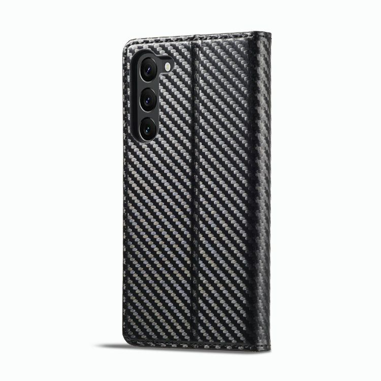 LC.IMEEKE Custodia per telefono in pelle con vibrazione orizzontale PU + TPU in fibra di carbonio, For Samsung Galaxy S23 5G, For Samsung Galaxy S23+ 5G, For Samsung Galaxy S23 Ultra 5G