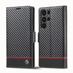 LC.IMEEKE Custodia per telefono in pelle con vibrazione orizzontale PU + TPU in fibra di carbonio, For Samsung Galaxy S23 5G, For Samsung Galaxy S23+ 5G, For Samsung Galaxy S23 Ultra 5G