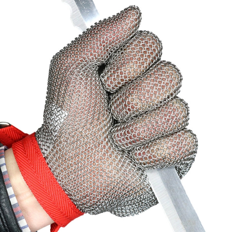 Guanti di protezione del lavoro anti-taglio in acciaio inossidabile 304 con anello in acciaio a 5 dita, XXS, XS, S, M, L, XL