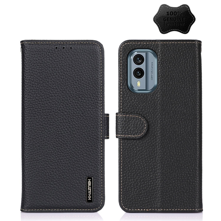 KHAZNEH Litchi Custodia per telefono in vera pelle, For Nokia X30 5G