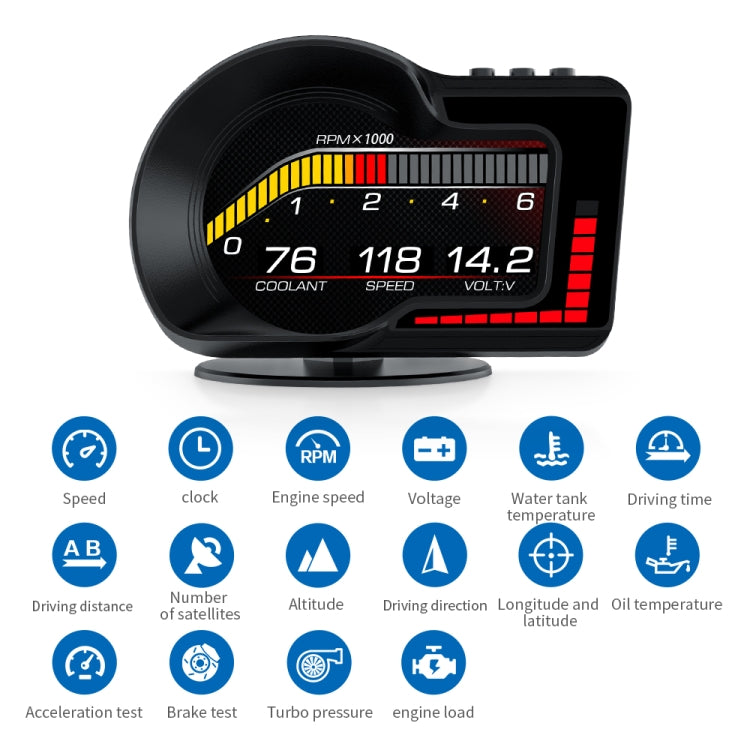 Strumento LCD ad alta definizione F15 per auto OBD+GPS HUD Head-up Display, F15