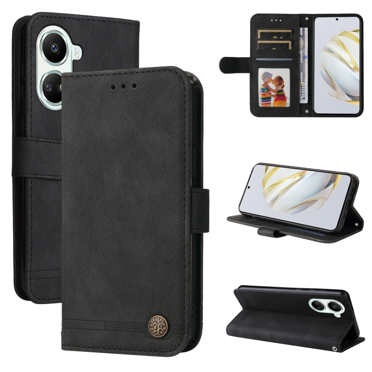 Custodia per telefono in pelle con bottone in metallo con albero della vita Skin Feel, For Huawei nova 10 SE, For Huawei nova 10, For Huawei nova 10 Pro, For OPPO A58 5G