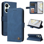 Custodia per telefono in pelle con bottone in metallo con albero della vita Skin Feel, For Huawei nova 10 SE, For Huawei nova 10, For Huawei nova 10 Pro, For OPPO A58 5G