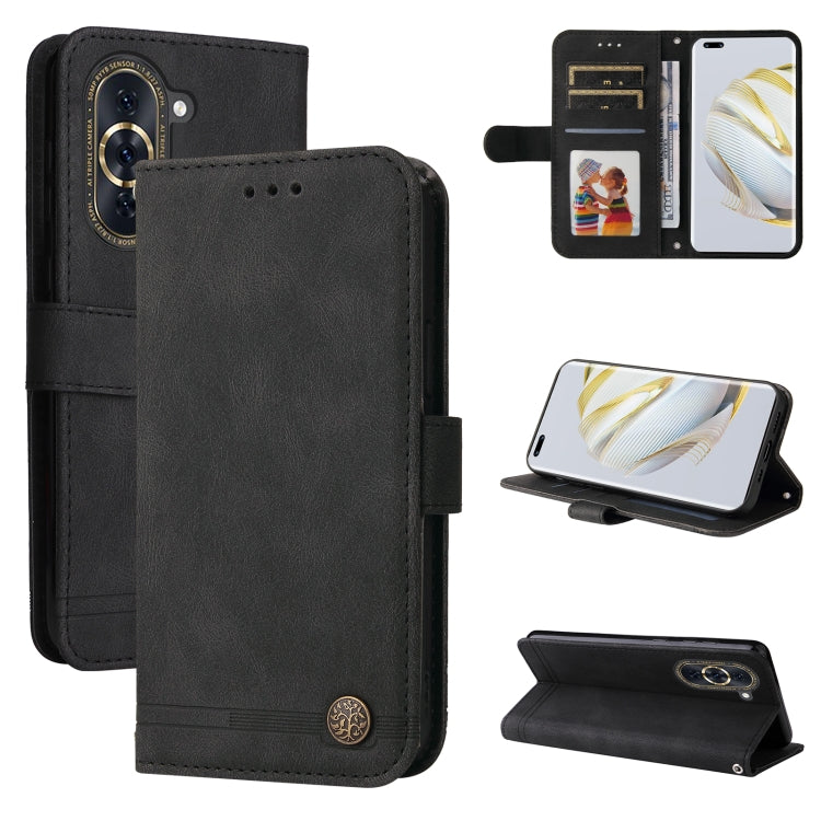 Custodia per telefono in pelle con bottone in metallo con albero della vita Skin Feel, For Huawei nova 10 SE, For Huawei nova 10, For Huawei nova 10 Pro, For OPPO A58 5G