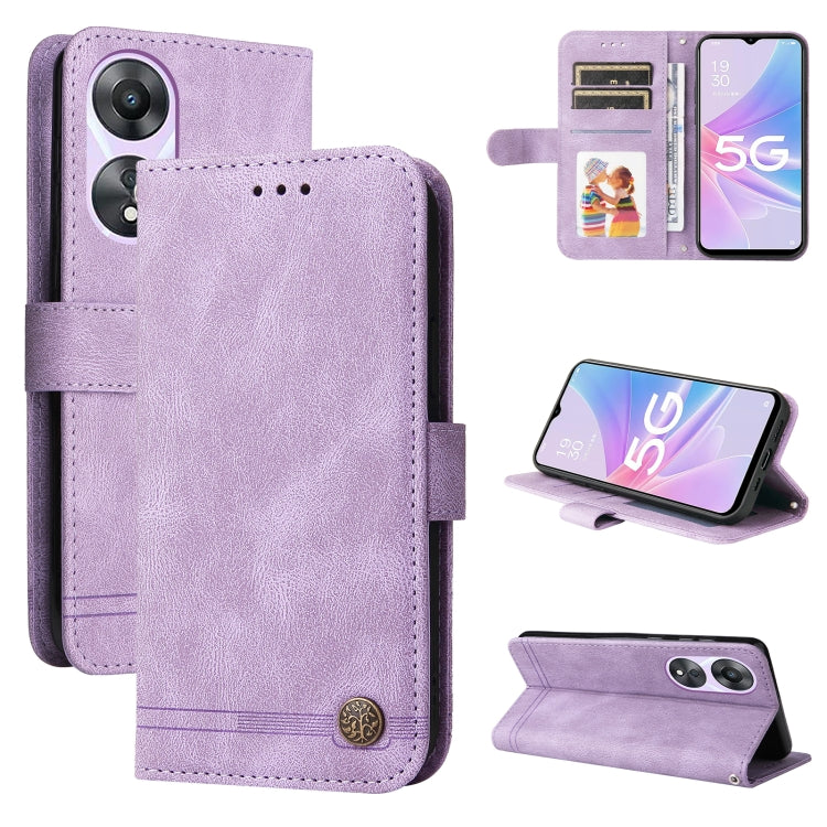 Custodia per telefono in pelle con bottone in metallo con albero della vita Skin Feel, For Huawei nova 10 SE, For Huawei nova 10, For Huawei nova 10 Pro, For OPPO A58 5G