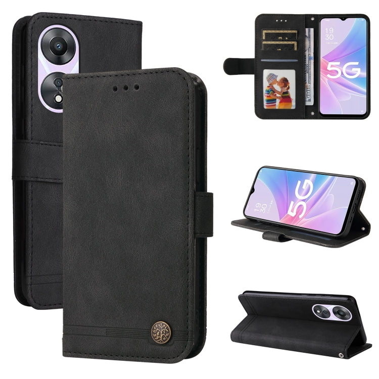 Custodia per telefono in pelle con bottone in metallo con albero della vita Skin Feel, For Huawei nova 10 SE, For Huawei nova 10, For Huawei nova 10 Pro, For OPPO A58 5G