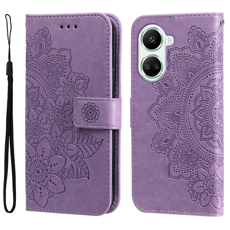 Custodia per telefono in pelle goffrata con fiori a 7 petali, For Huawei nova 10 SE, For Huawei nova 10, For Huawei nova 10 Pro, For OPPO A58 5G