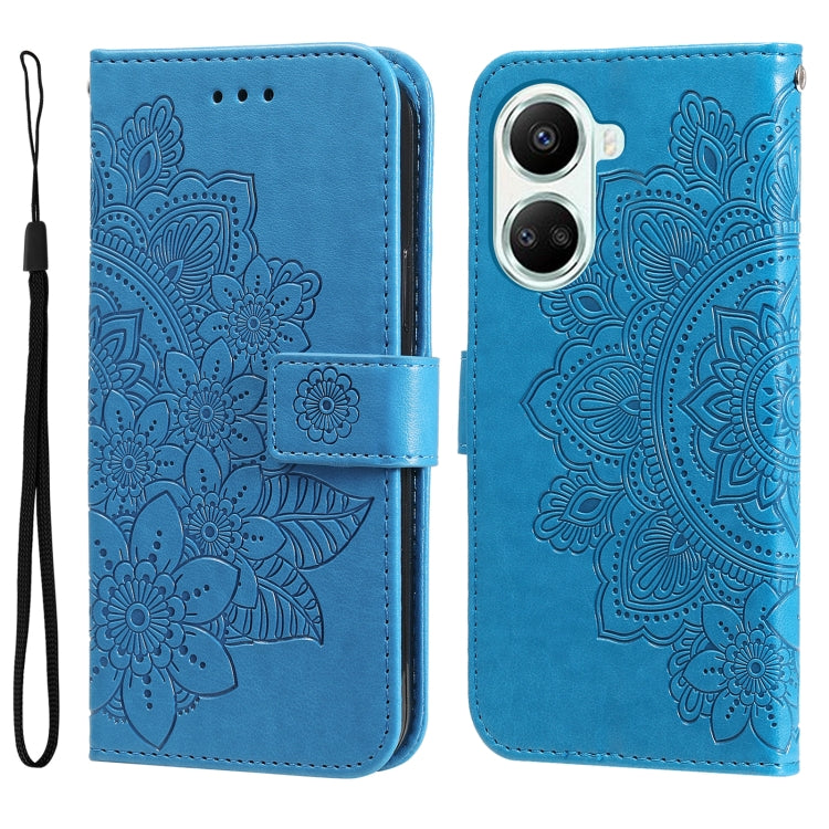 Custodia per telefono in pelle goffrata con fiori a 7 petali, For Huawei nova 10 SE, For Huawei nova 10, For Huawei nova 10 Pro, For OPPO A58 5G