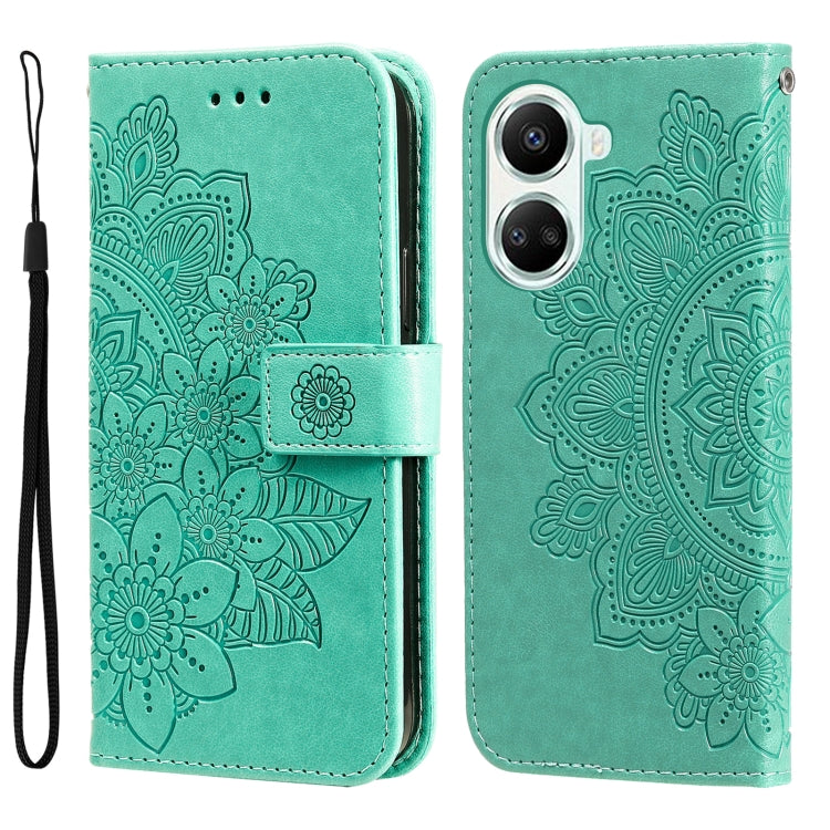 Custodia per telefono in pelle goffrata con fiori a 7 petali, For Huawei nova 10 SE, For Huawei nova 10, For Huawei nova 10 Pro, For OPPO A58 5G
