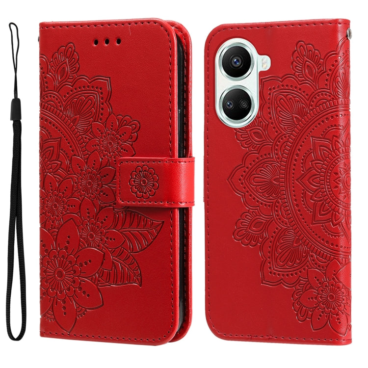 Custodia per telefono in pelle goffrata con fiori a 7 petali, For Huawei nova 10 SE, For Huawei nova 10, For Huawei nova 10 Pro, For OPPO A58 5G