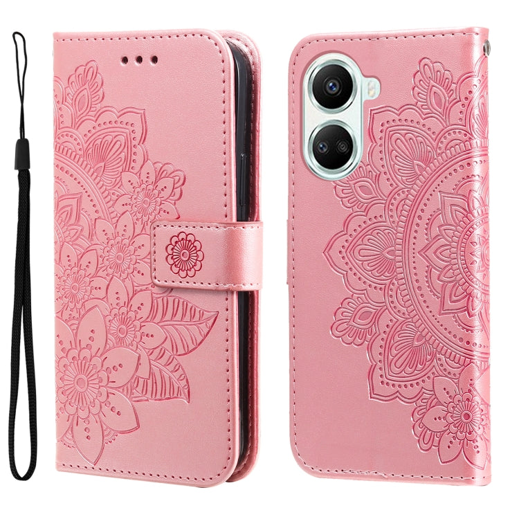 Custodia per telefono in pelle goffrata con fiori a 7 petali, For Huawei nova 10 SE, For Huawei nova 10, For Huawei nova 10 Pro, For OPPO A58 5G