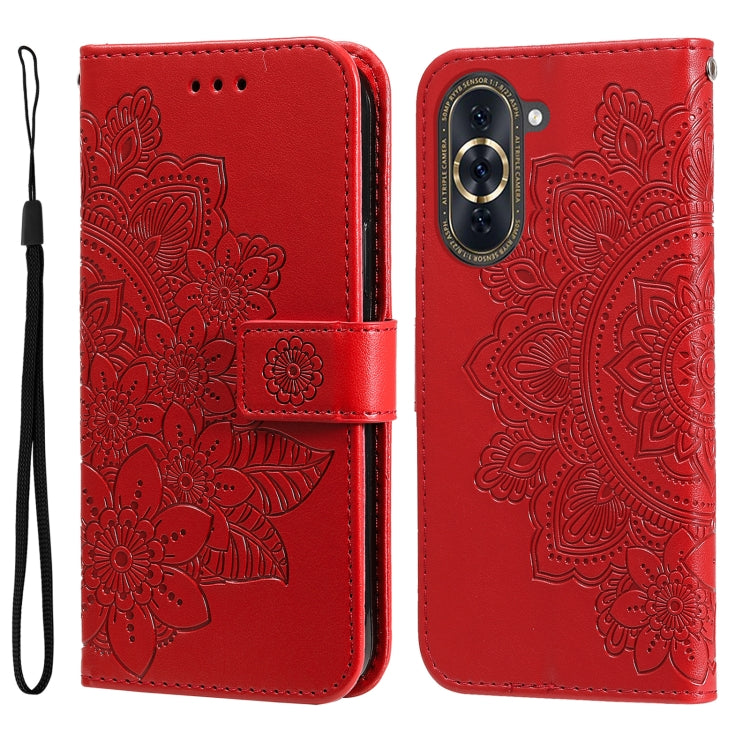Custodia per telefono in pelle goffrata con fiori a 7 petali, For Huawei nova 10 SE, For Huawei nova 10, For Huawei nova 10 Pro, For OPPO A58 5G