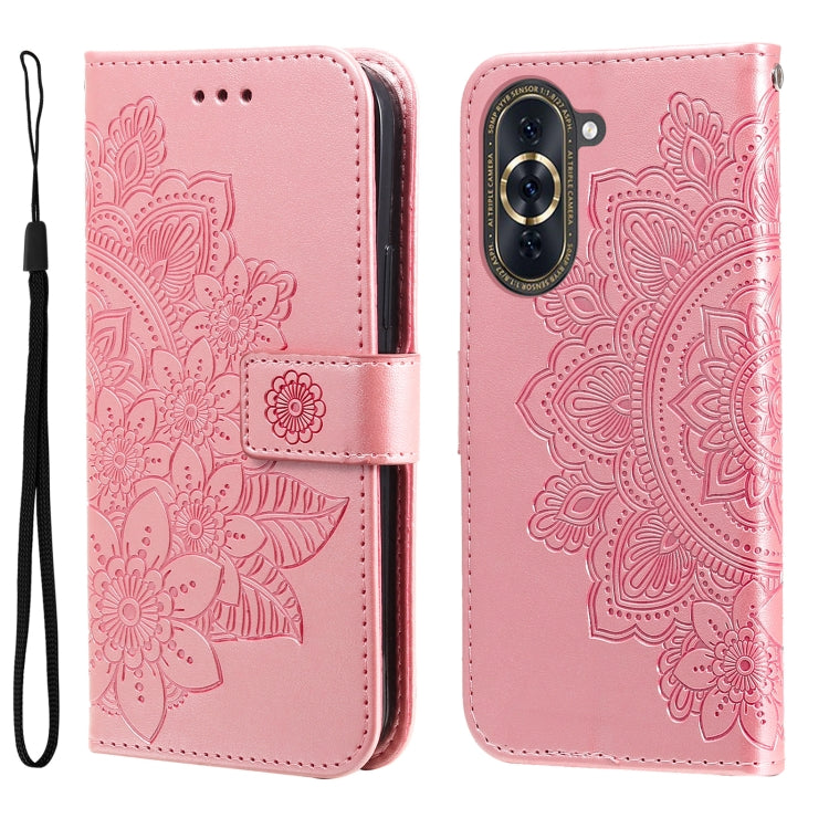 Custodia per telefono in pelle goffrata con fiori a 7 petali, For Huawei nova 10 SE, For Huawei nova 10, For Huawei nova 10 Pro, For OPPO A58 5G