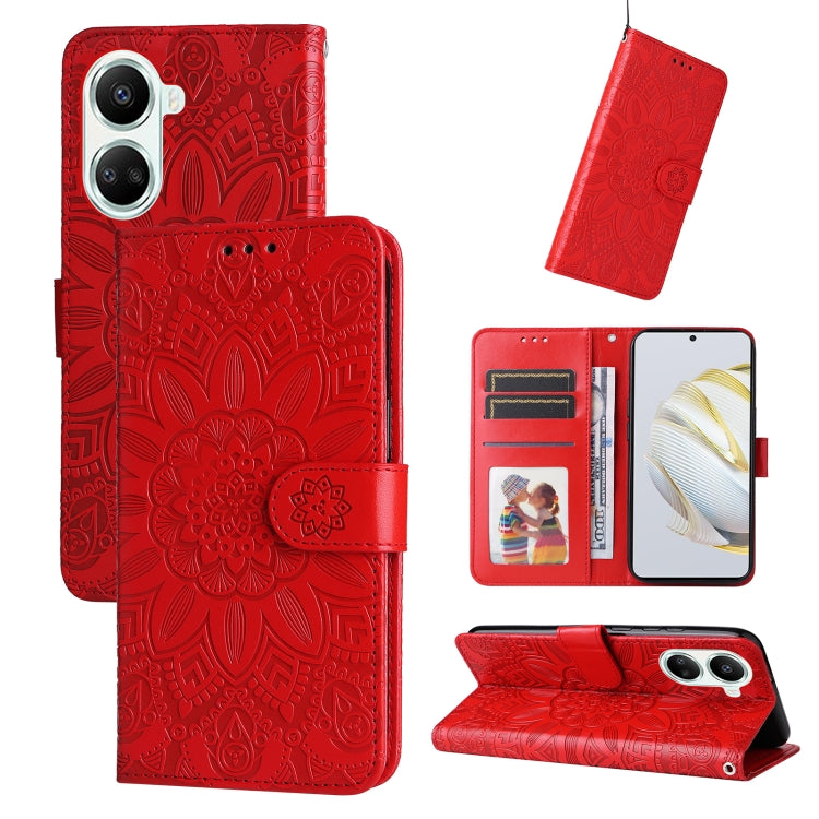 Custodia per telefono in pelle di girasole goffrata, For Huawei nova 10 SE, For Huawei nova 10, For Huawei nova 10 Pro, For OPPO A58 5G