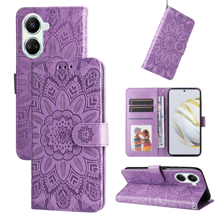 Custodia per telefono in pelle di girasole goffrata, For Huawei nova 10 SE, For Huawei nova 10, For Huawei nova 10 Pro, For OPPO A58 5G