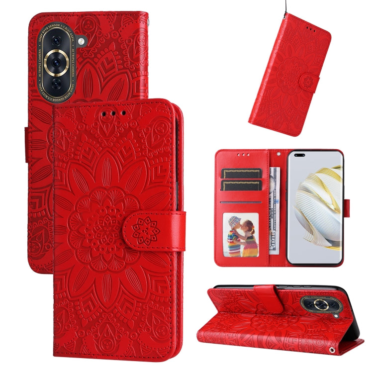 Custodia per telefono in pelle di girasole goffrata, For Huawei nova 10 SE, For Huawei nova 10, For Huawei nova 10 Pro, For OPPO A58 5G