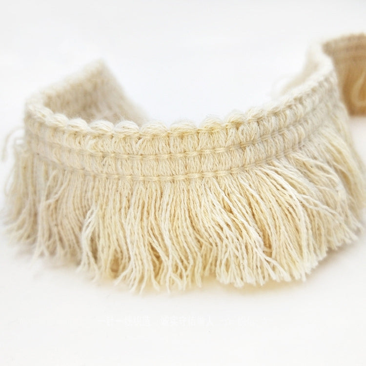 Nastro decorativo in pizzo nappa con filo di cotone beige da 25 m 4 cm per tende fai da te artigianali vestiti decorativi per la casa accessori per cucire