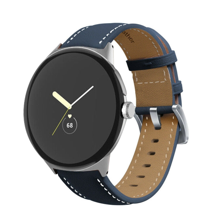 Cinturino per orologio in vera pelle con cuciture a punta, For Google Pixel Watch 4 / 3 / 2 / 1 41mm