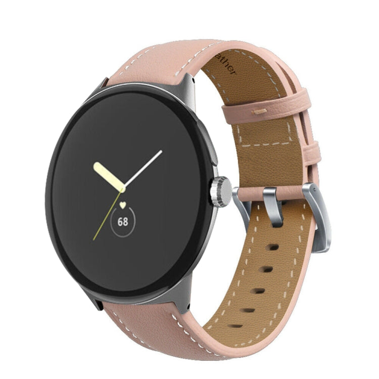 Cinturino per orologio in vera pelle con cuciture a punta, For Google Pixel Watch 4 / 3 / 2 / 1 41mm