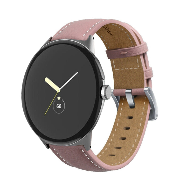 Cinturino per orologio in vera pelle con cuciture a punta, For Google Pixel Watch 4 / 3 / 2 / 1 41mm