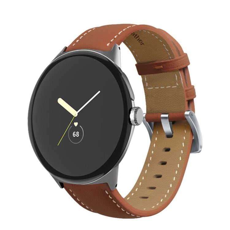 Cinturino per orologio in vera pelle con cuciture a punta, For Google Pixel Watch 4 / 3 / 2 / 1 41mm