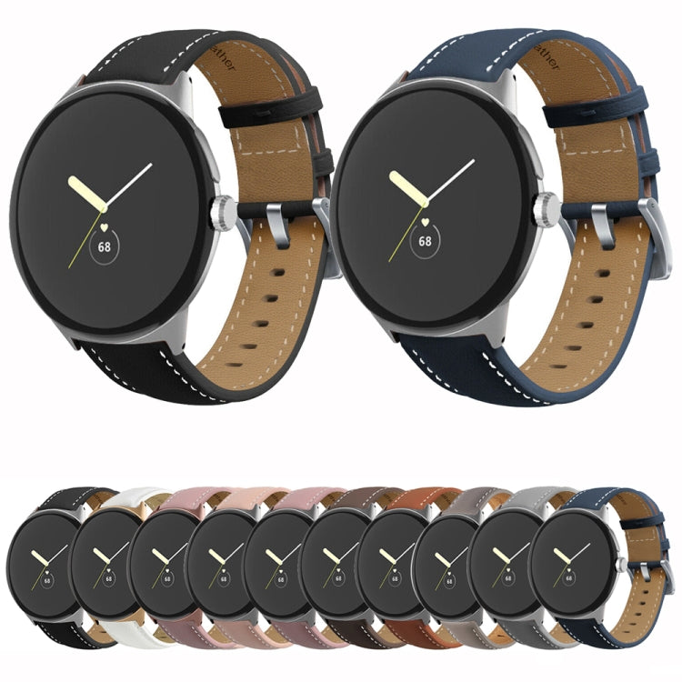 Cinturino per orologio in vera pelle con cuciture a punta, For Google Pixel Watch 4 / 3 / 2 / 1 41mm
