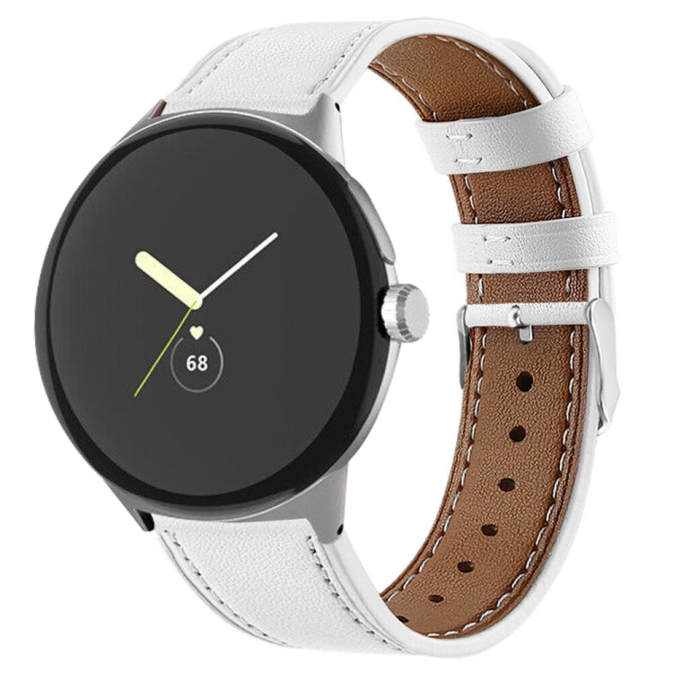 Cinturino per orologio in vera pelle con coda tonda, For Google Pixel Watch 4 / 3 / 2 / 1 41mm