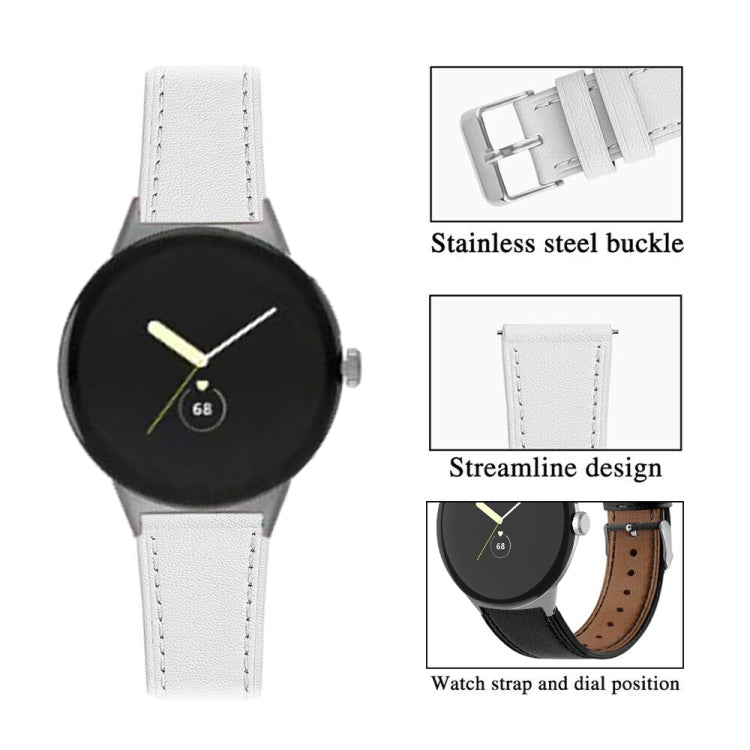 Cinturino per orologio in vera pelle con coda tonda, For Google Pixel Watch 4 / 3 / 2 / 1 41mm
