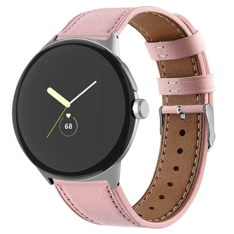 Cinturino per orologio in vera pelle con coda tonda, For Google Pixel Watch 4 / 3 / 2 / 1 41mm