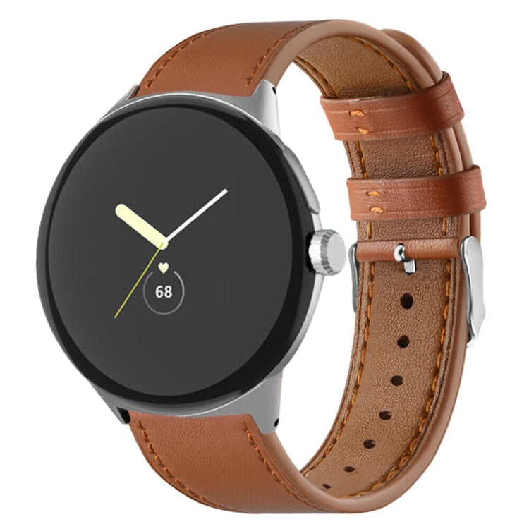 Cinturino per orologio in vera pelle con coda tonda, For Google Pixel Watch 4 / 3 / 2 / 1 41mm