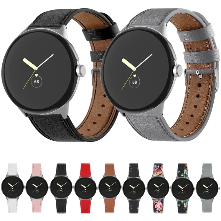 Cinturino per orologio in vera pelle con coda tonda, For Google Pixel Watch 4 / 3 / 2 / 1 41mm