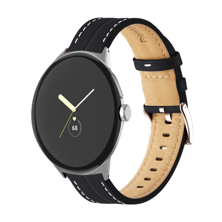 Cinturino scanalato in vera pelle, For Google Pixel Watch 4 / 3 / 2 / 1 41mm