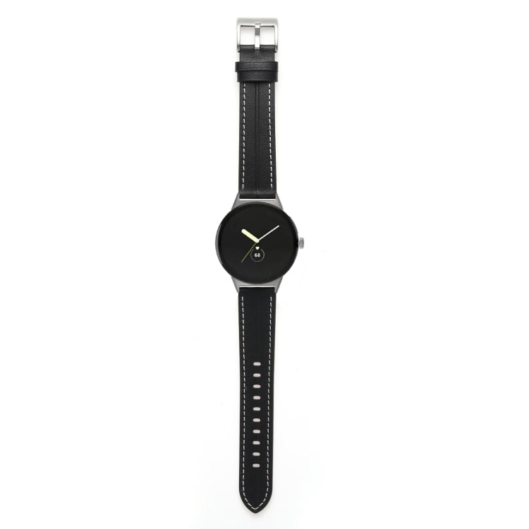 Cinturino scanalato in vera pelle, For Google Pixel Watch 4 / 3 / 2 / 1 41mm