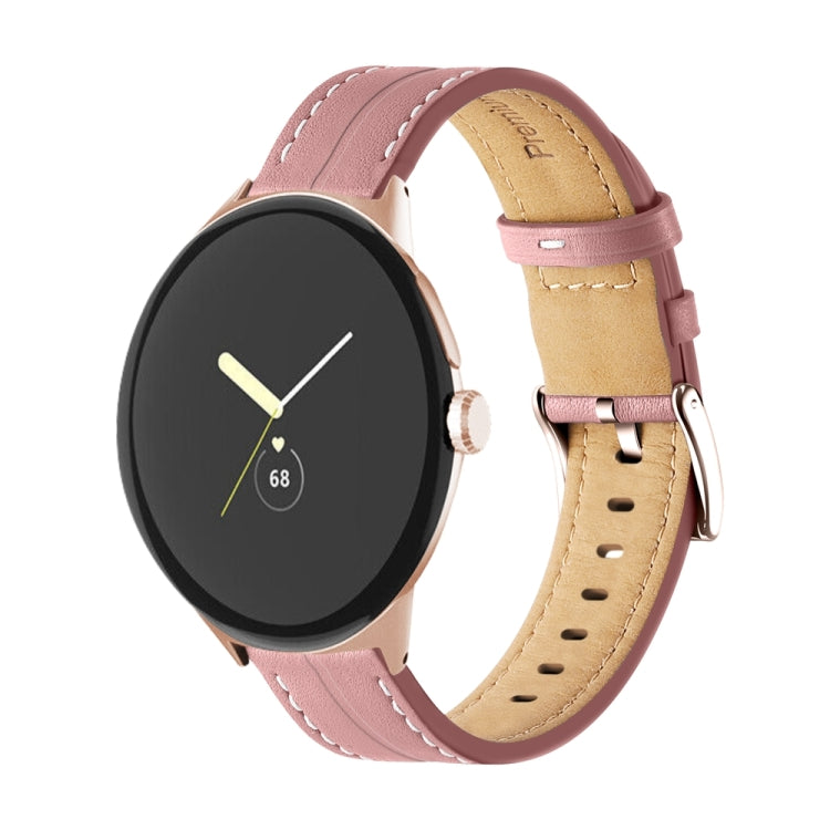 Cinturino scanalato in vera pelle, For Google Pixel Watch 4 / 3 / 2 / 1 41mm