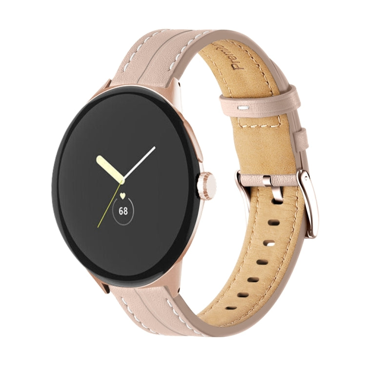 Cinturino scanalato in vera pelle, For Google Pixel Watch 4 / 3 / 2 / 1 41mm