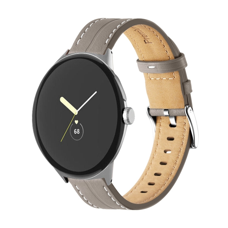 Cinturino scanalato in vera pelle, For Google Pixel Watch 4 / 3 / 2 / 1 41mm