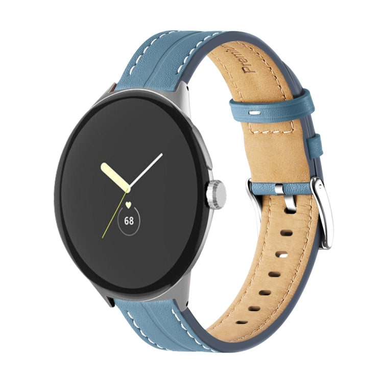 Cinturino scanalato in vera pelle, For Google Pixel Watch 4 / 3 / 2 / 1 41mm