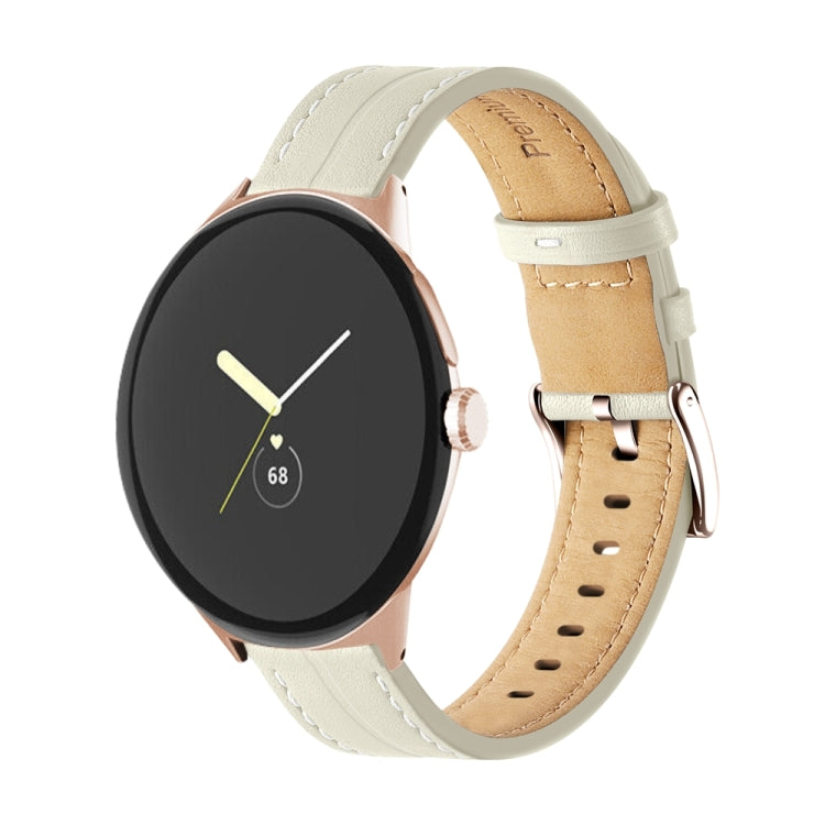 Cinturino scanalato in vera pelle, For Google Pixel Watch 4 / 3 / 2 / 1 41mm