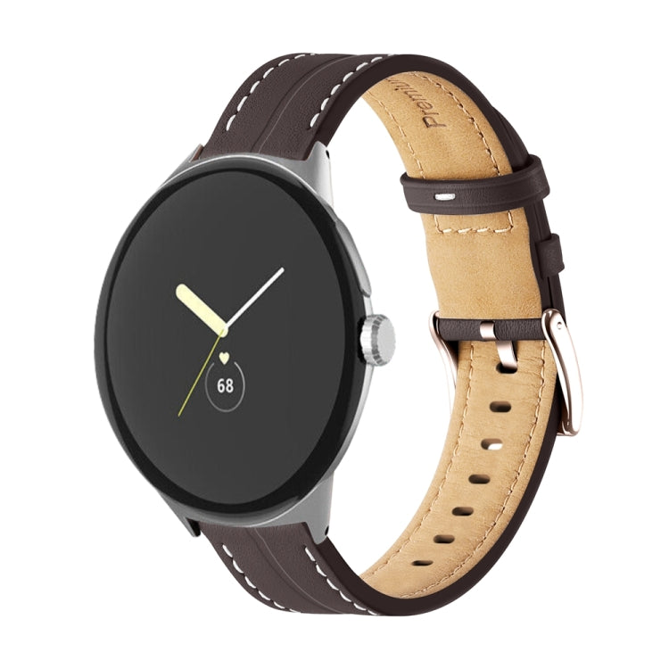 Cinturino scanalato in vera pelle, For Google Pixel Watch 4 / 3 / 2 / 1 41mm