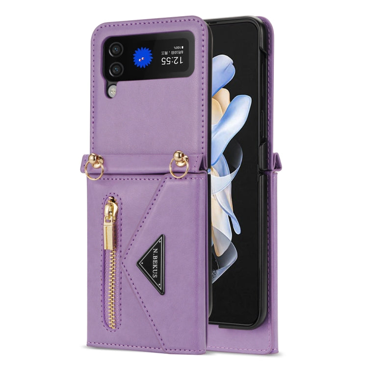 Custodia in pelle per telefono pieghevole con cerniera laterale N.BEKUS, For Samsung Galaxy Z Flip3 5G, For Samsung Galaxy Z Flip4