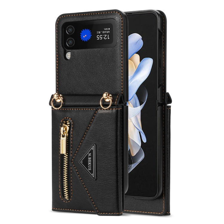 Custodia in pelle per telefono pieghevole con cerniera laterale N.BEKUS, For Samsung Galaxy Z Flip3 5G, For Samsung Galaxy Z Flip4