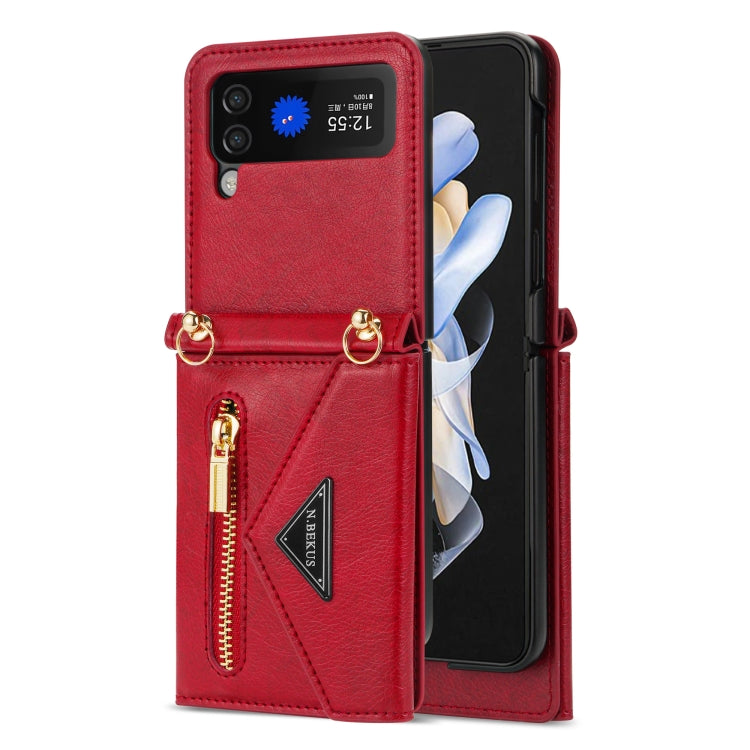 Custodia in pelle per telefono pieghevole con cerniera laterale N.BEKUS, For Samsung Galaxy Z Flip3 5G, For Samsung Galaxy Z Flip4