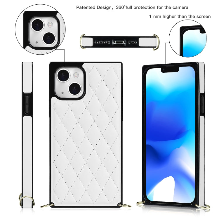Custodia per telefono in pelle microfibra rombica a tracolla, For iPhone 14, For iPhone 14 Plus, For iPhone 14 Pro, For iPhone 14 Pro Max