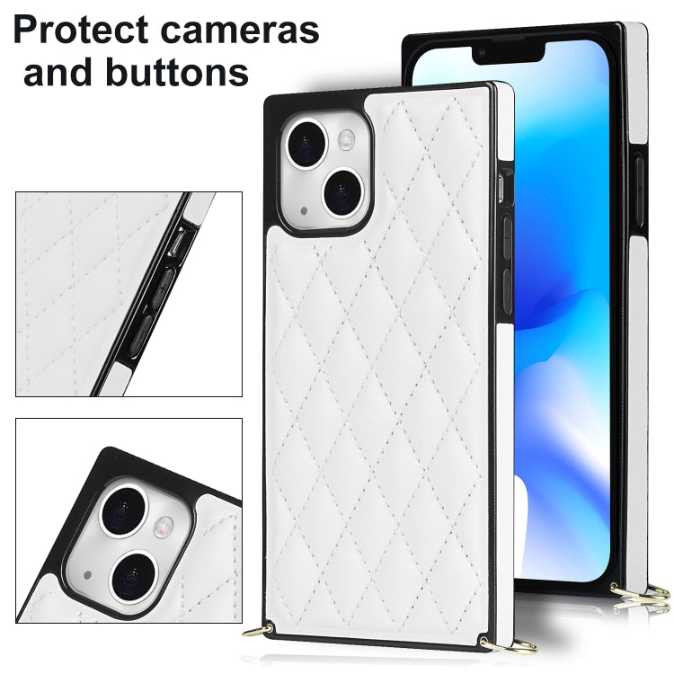 Custodia per telefono in pelle microfibra rombica a tracolla, For iPhone 14, For iPhone 14 Plus, For iPhone 14 Pro, For iPhone 14 Pro Max