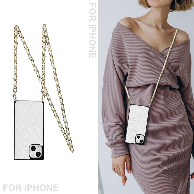 Custodia per telefono in pelle microfibra rombica a tracolla, For iPhone 14, For iPhone 14 Plus, For iPhone 14 Pro, For iPhone 14 Pro Max